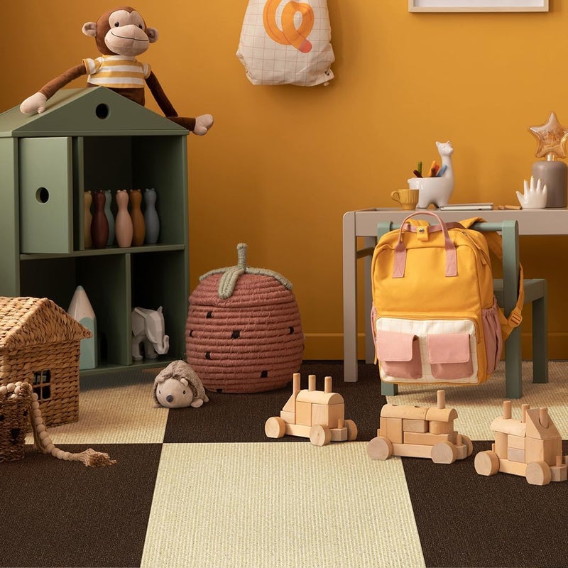 WAPANE Carpet Tiles - Peel & Stick, 24' x 24' Squares, Soft Padded, Self-Adhesive, 10PC Tiles/Box, 40Sq Ft, Khaki - Image 2